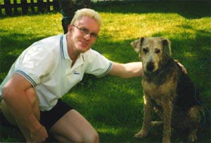 Me and airdale terrier Grynet, in Lax summer 97